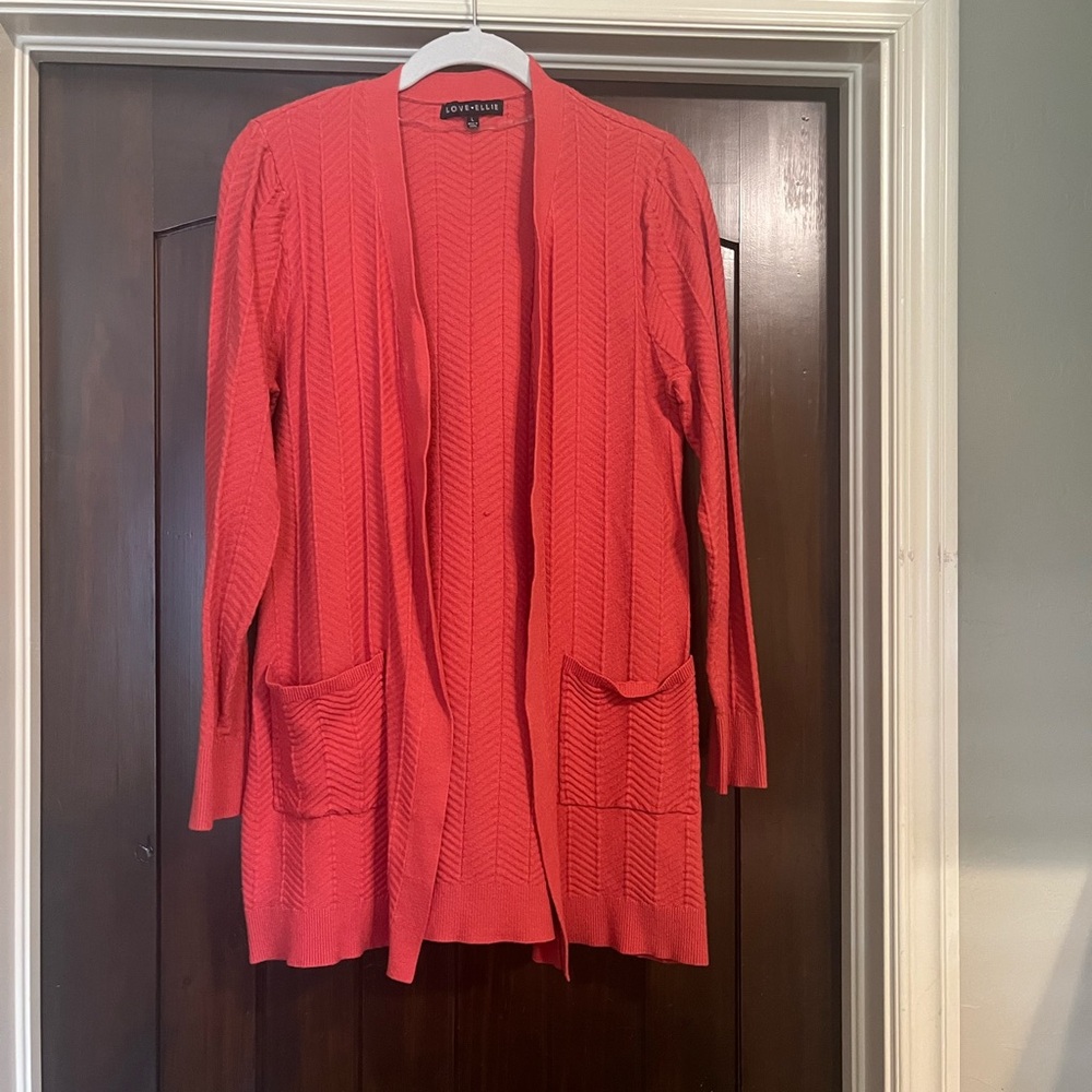 Love Ellie Women's Coral Open Front Cardigan